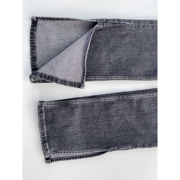 0229 ZARA High Rise Faded Black Gray Split Slit Jeans Size 6 26 - Picture 6 of 6